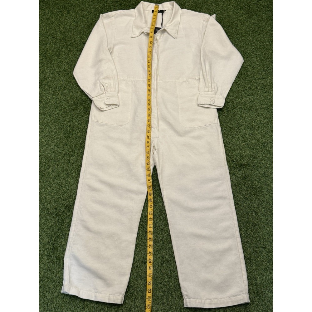 Able Charlyn Jumpsuit Women Large Cream Antique White Button Down One Piece NWT - Picture 12 of 16